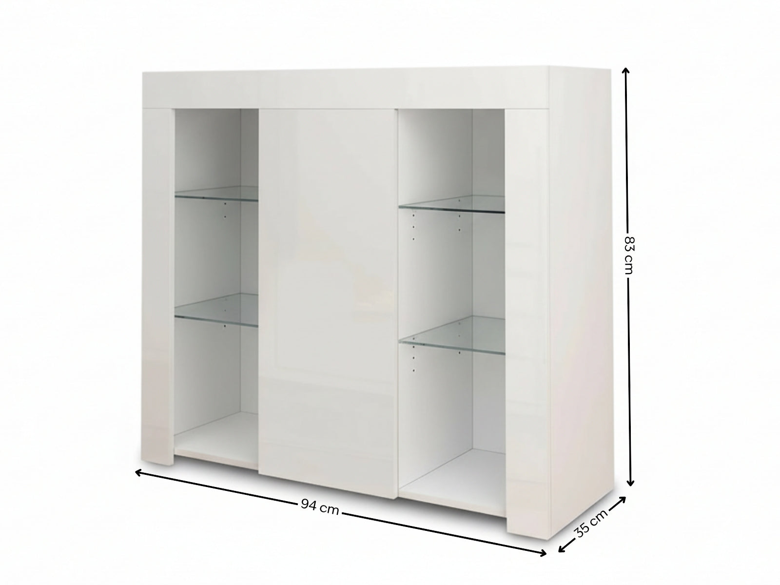 Anshos Side Cabinet with LED Light - White