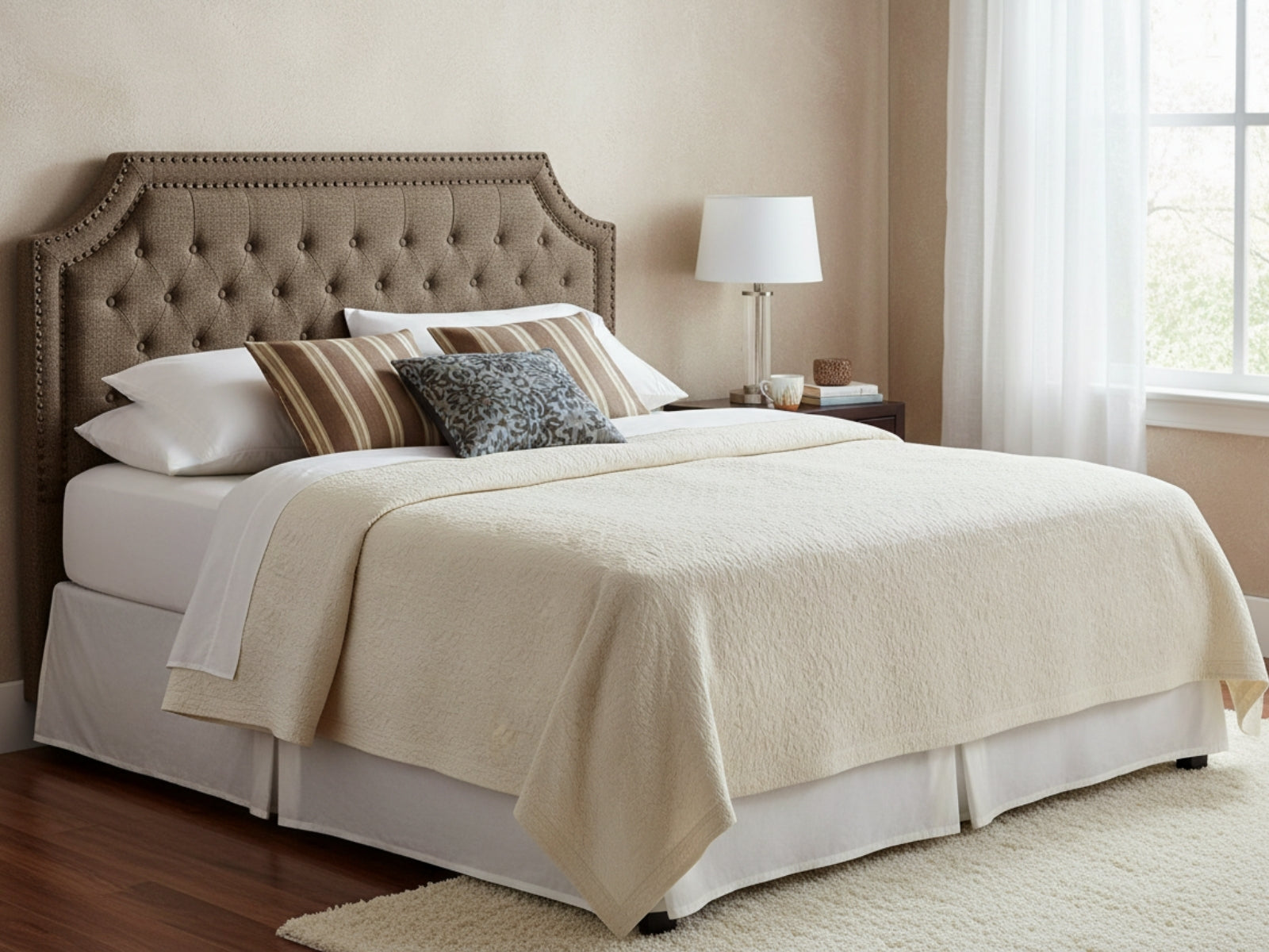 Calwa Linen Headboard Brown - Double
