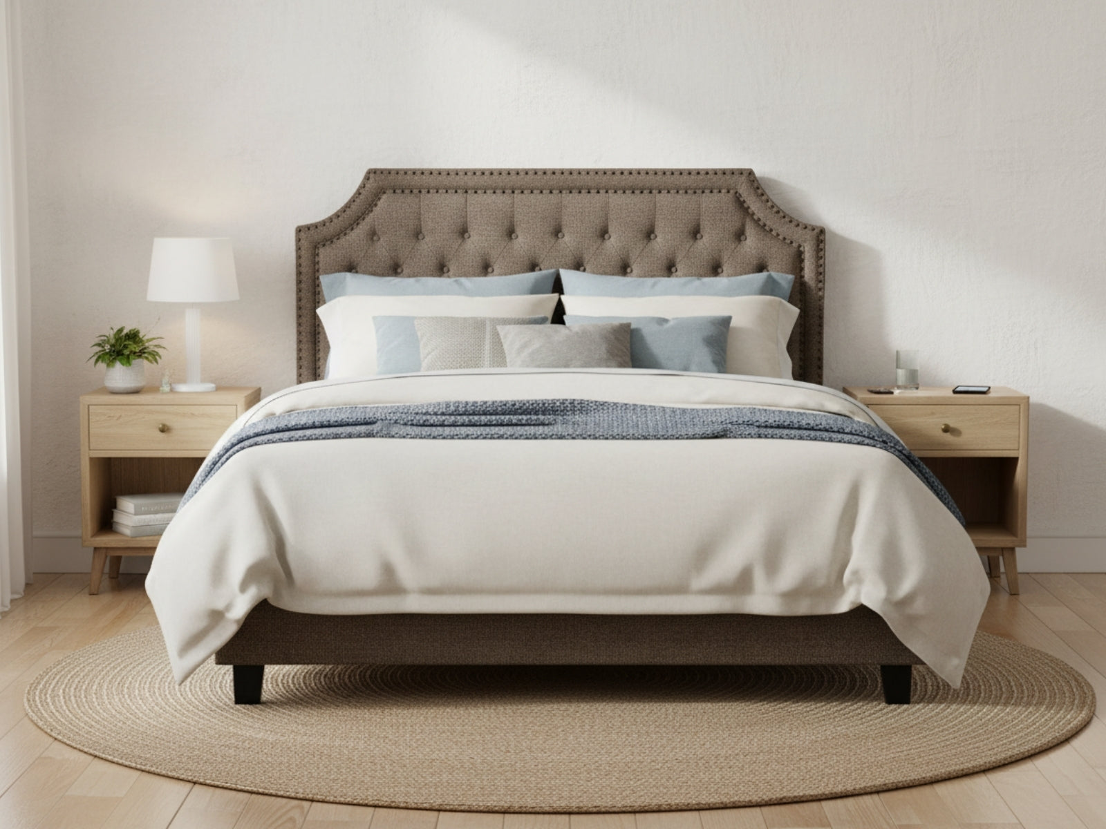 Calwa Linen Headboard Brown - Double