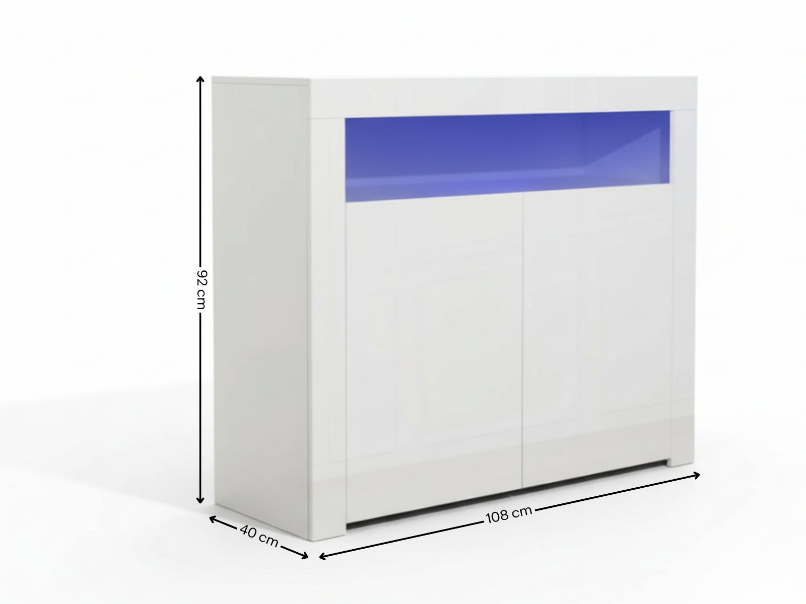 Anshos White 2-Door Buffet with LED Light - 108 cm