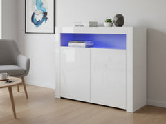 Anshos White 2-Door Buffet with LED Light - 108 cm