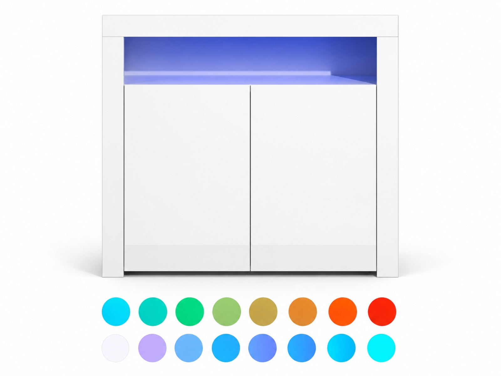 Anshos White 2-Door Buffet with LED Light - 108 cm