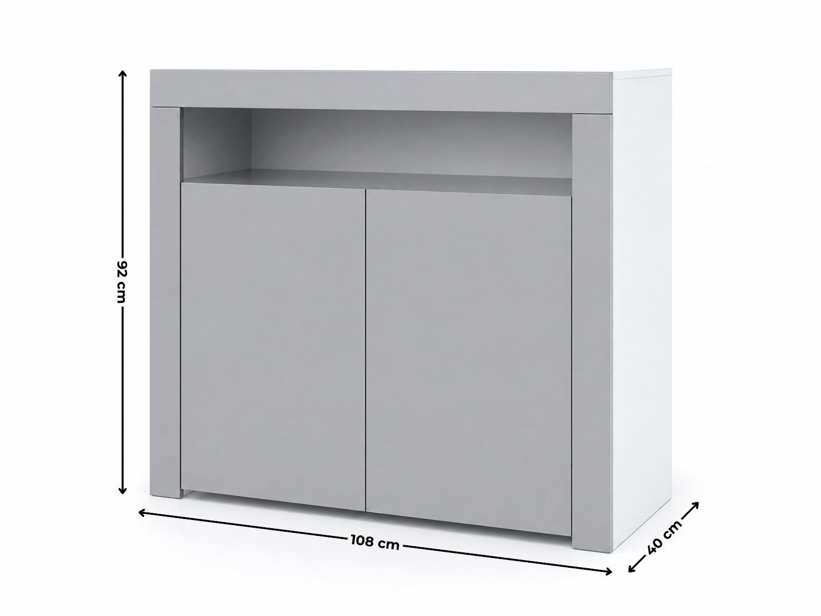 Anshos Buffet with LED Light White & Grey - 108 cm