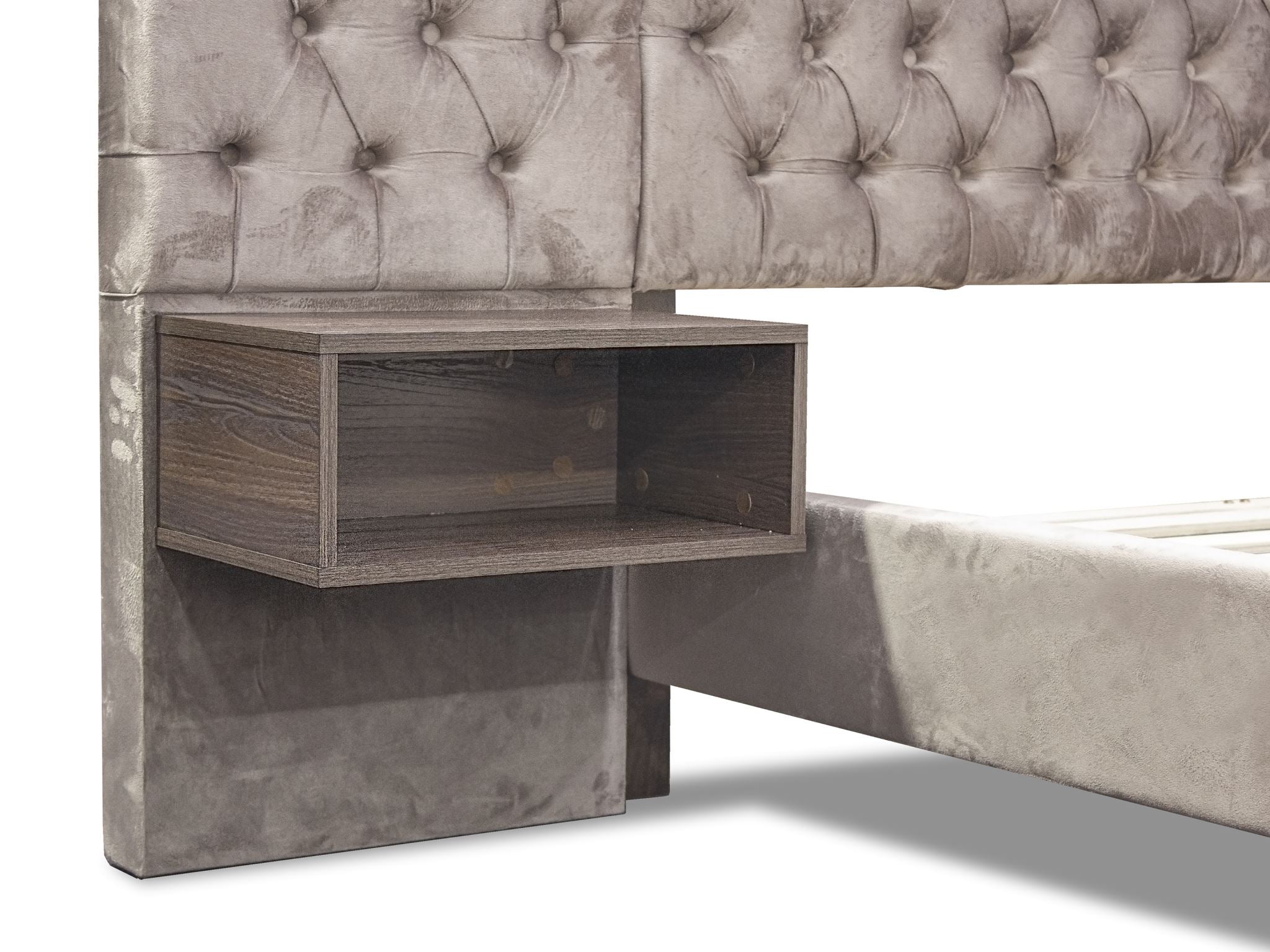 Amara Velvet Bed Frame with Bedside Tables - Double
