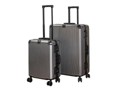2-Piece PC & Alu Luggage Set - Dark Grey
