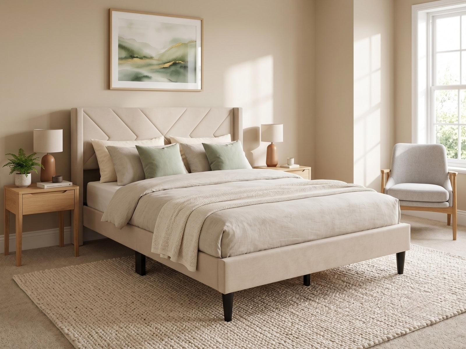Breezy Bed Frame Beige - Double
