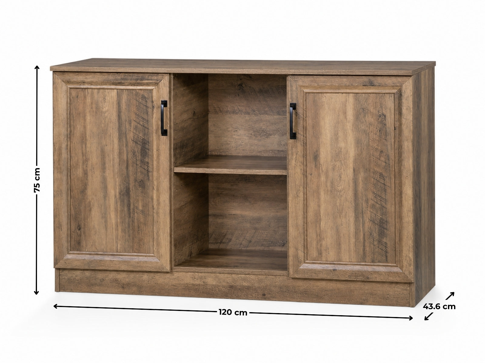 2-Door Sideboard Buffet Rustic Oak - 120 cm