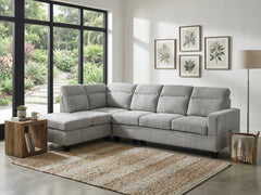 Delano Sectional Linen Sofa with Left Chaise - Grey