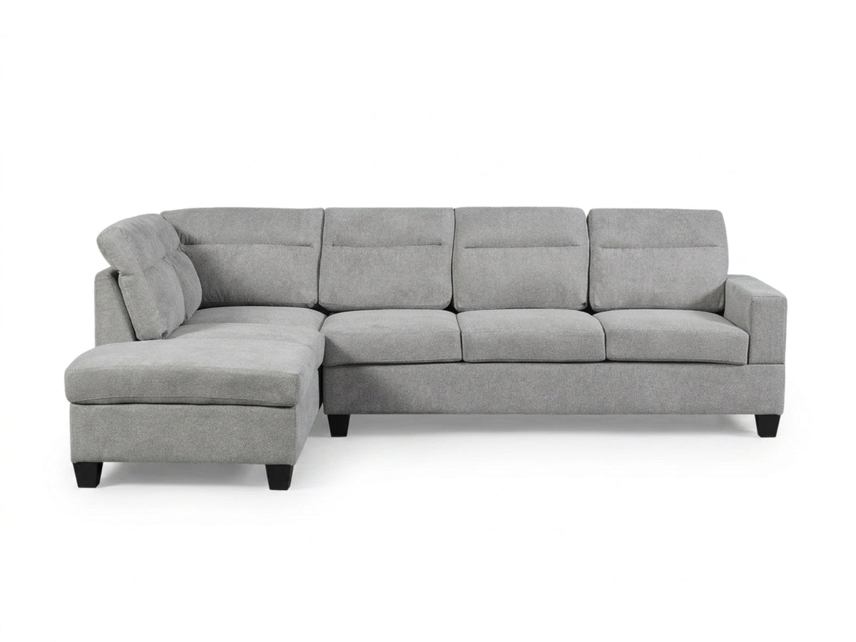 Delano Sectional Linen Sofa with Left Chaise - Grey