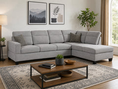 Delano Sectional Linen Sofa with Right Chaise - Grey