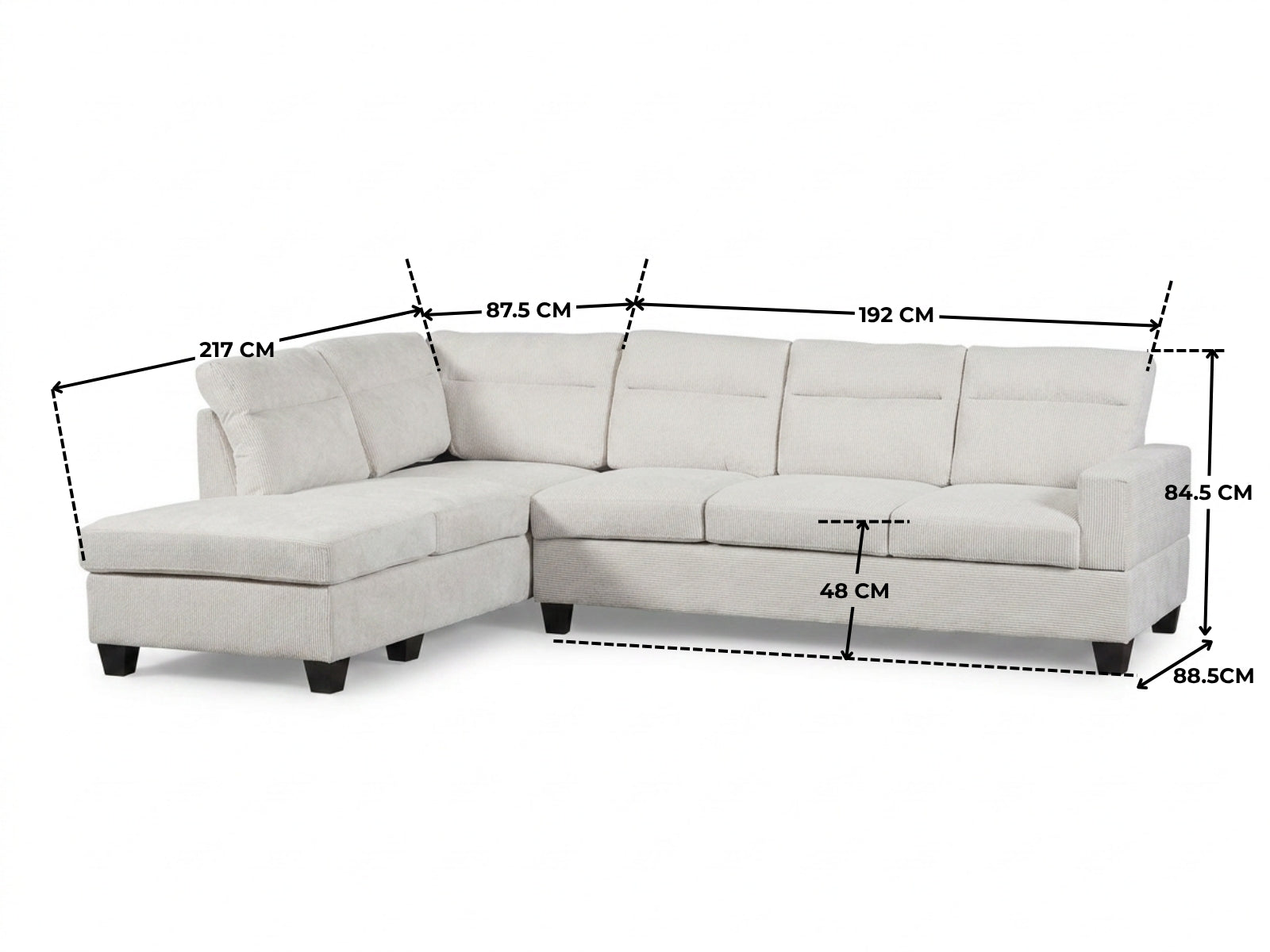 Delano Sectional Linen Sofa with Left Chaise - Beige