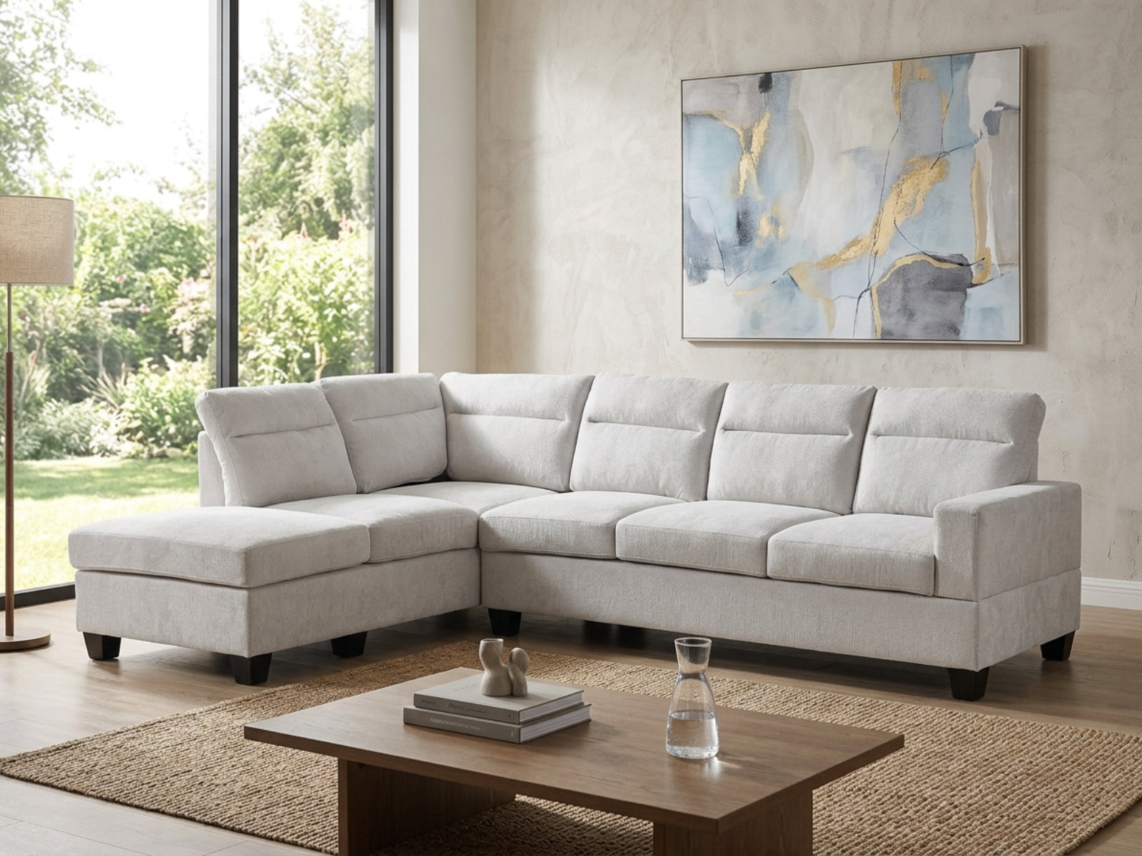 Delano Sectional Linen Sofa with Left Chaise - Beige