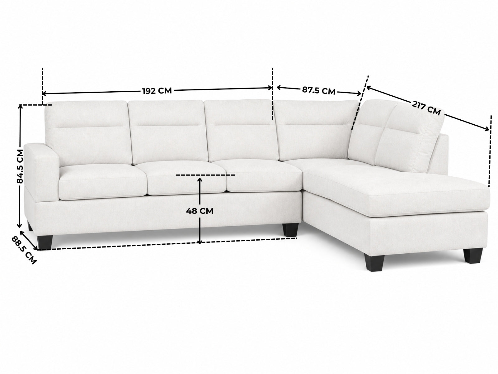 Delano Sectional Linen Sofa with Right Chaise - Beige