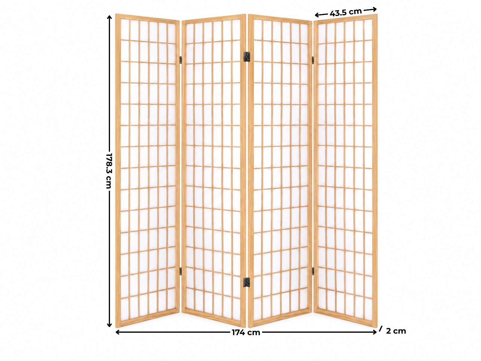 4-Panel Room Divider E P1 - Natural Wood