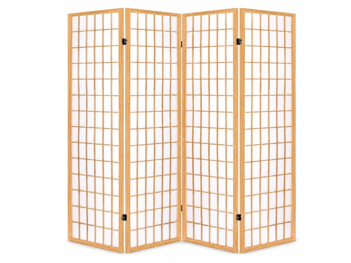4-Panel Room Divider E P1 - Natural Wood