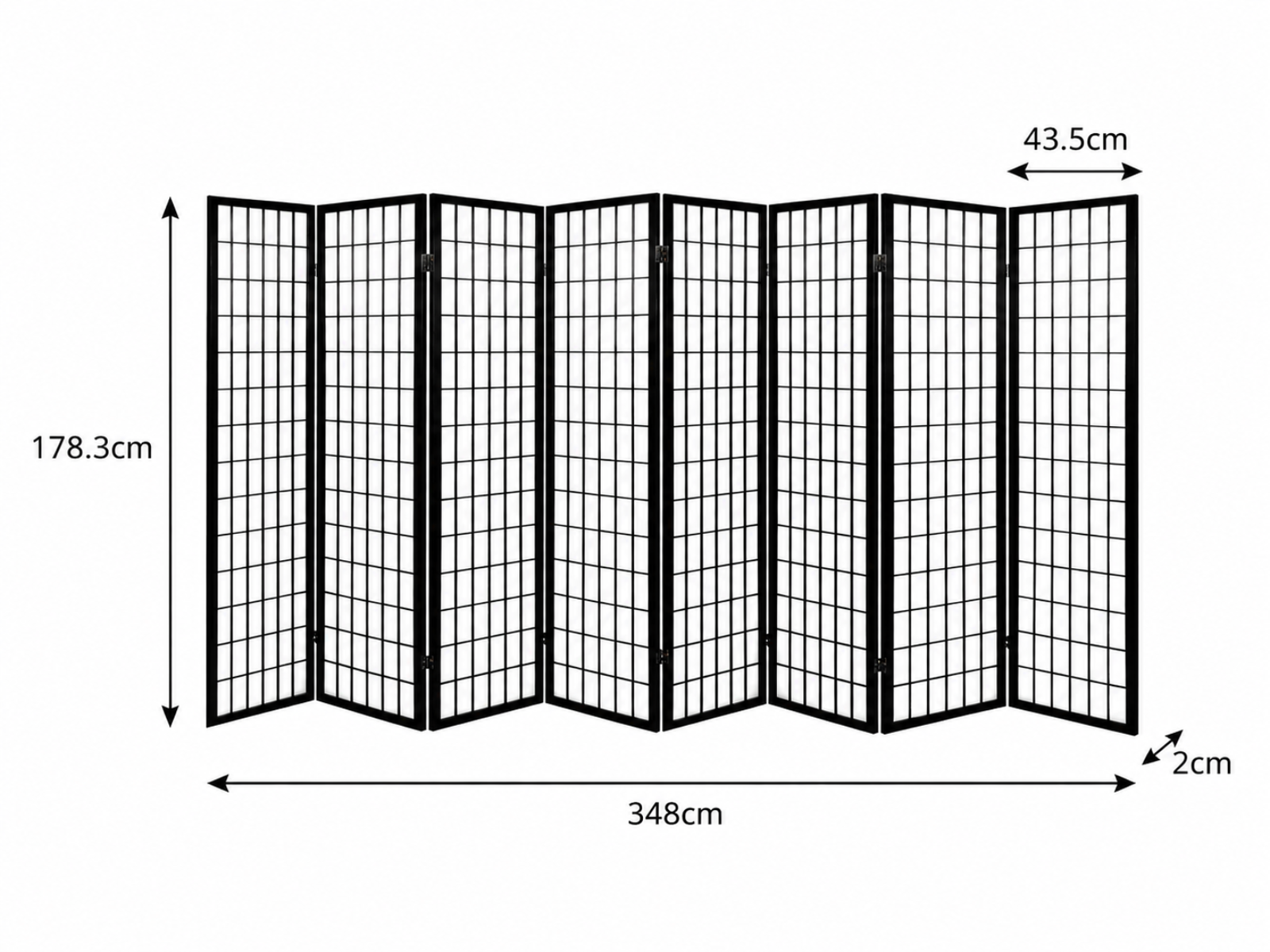 8-Panel Room Divider E P1 - Black
