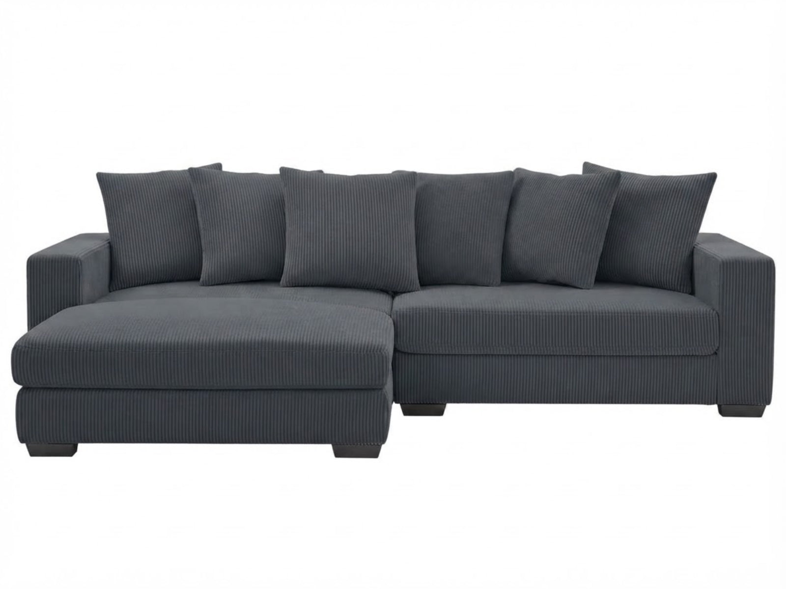 Daury L Shaped Sofa Corduroy  - Dark Grey