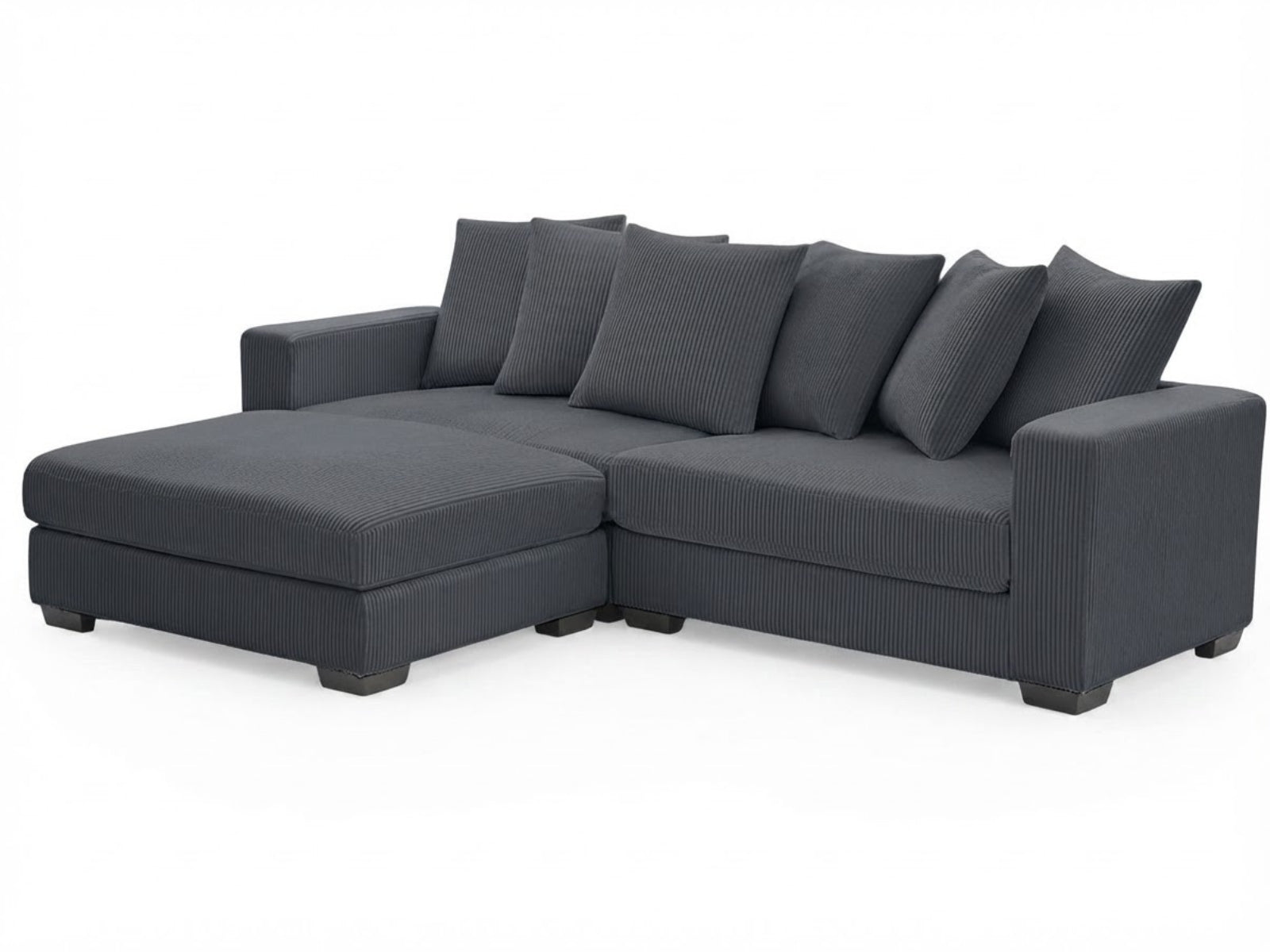 Daury L Shaped Sofa Corduroy  - Dark Grey