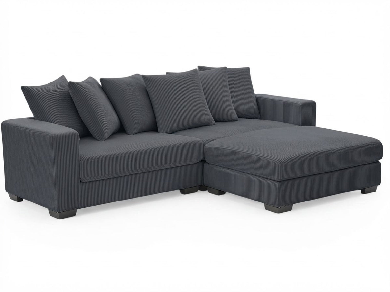 Daury L Shaped Sofa Corduroy  - Dark Grey
