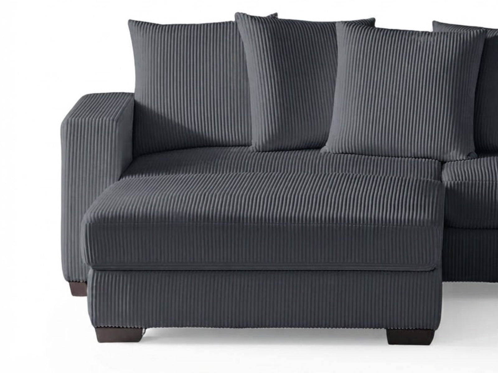 Daury L Shaped Sofa Corduroy  - Dark Grey