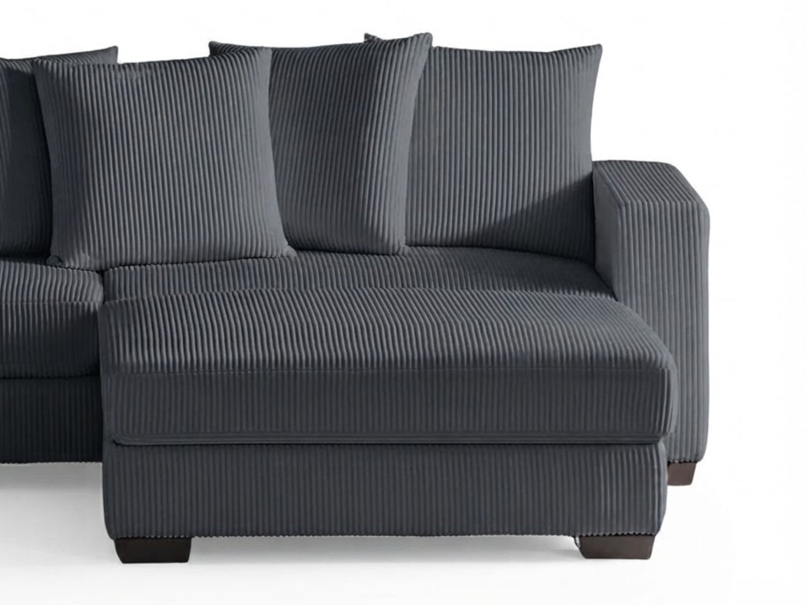 Daury L Shaped Sofa Corduroy  - Dark Grey