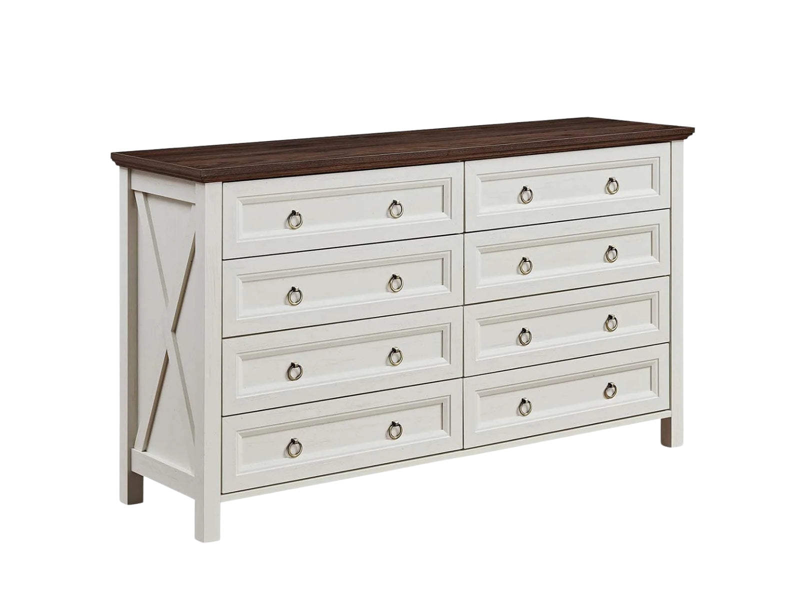8-Drawer Chest - White & Rustic Wood