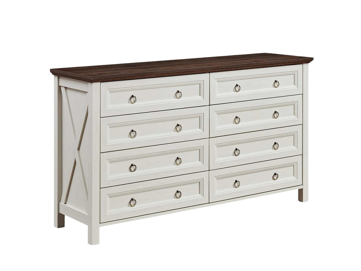 8-Drawer Chest - White & Rustic Wood