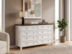 8-Drawer Chest - White & Rustic Wood