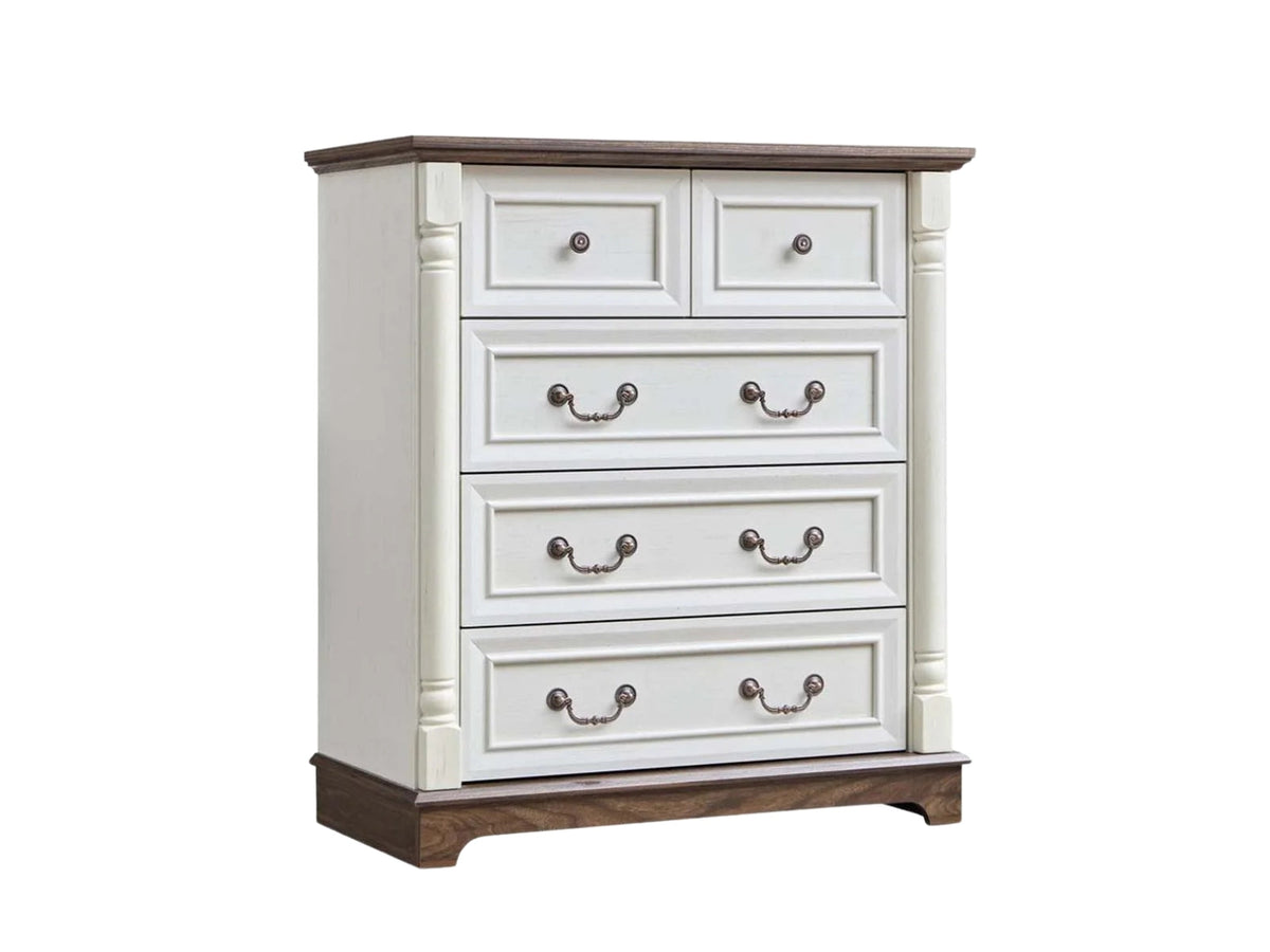 5-Drawer Chest - Antique White & Rustic Brown