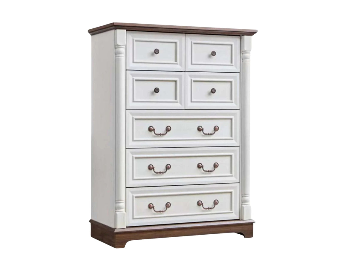 7-Drawer Chest - Antique White & Rustic Brown