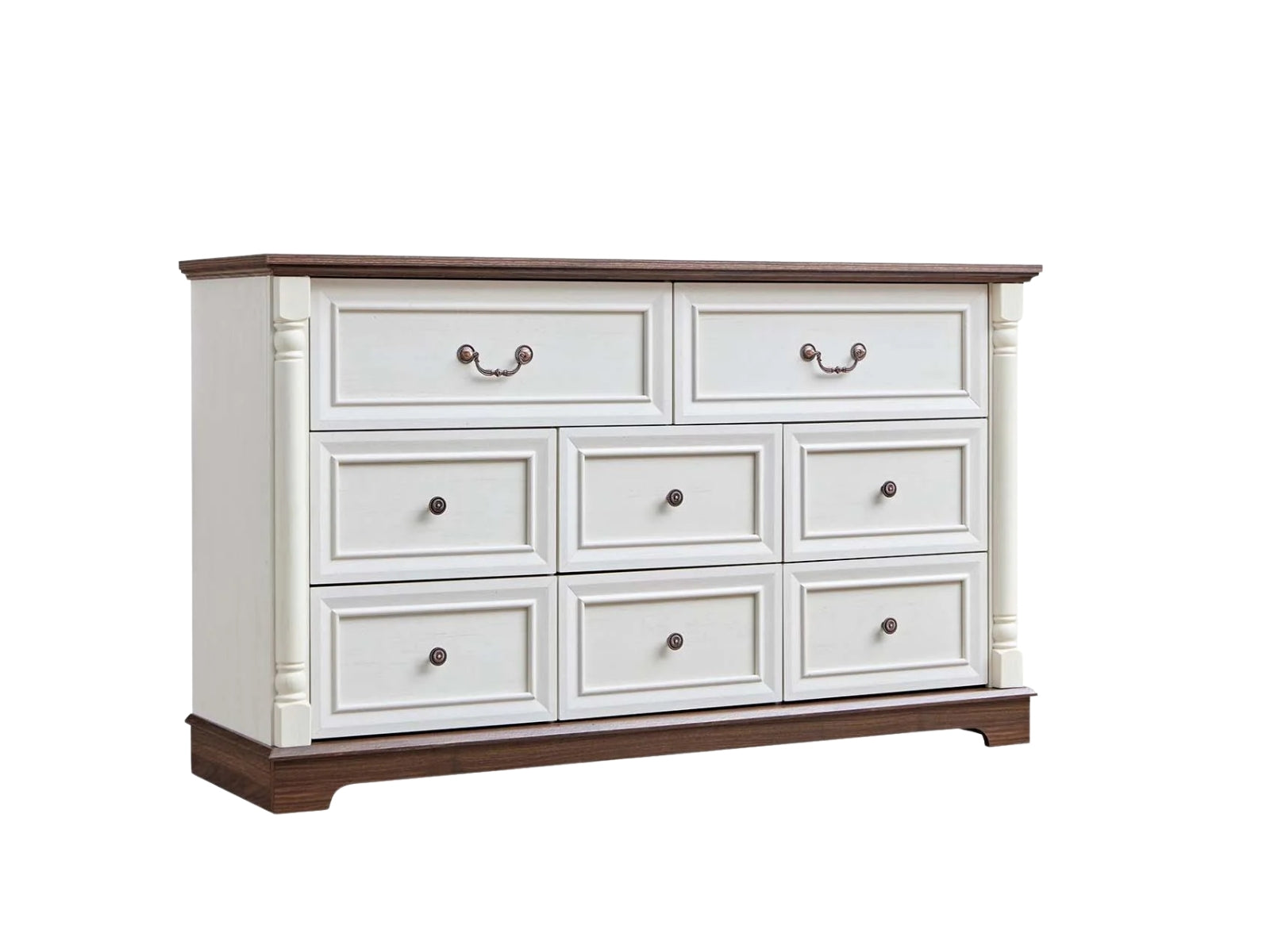 8-Drawer Chest - Antique White & Rustic Brown