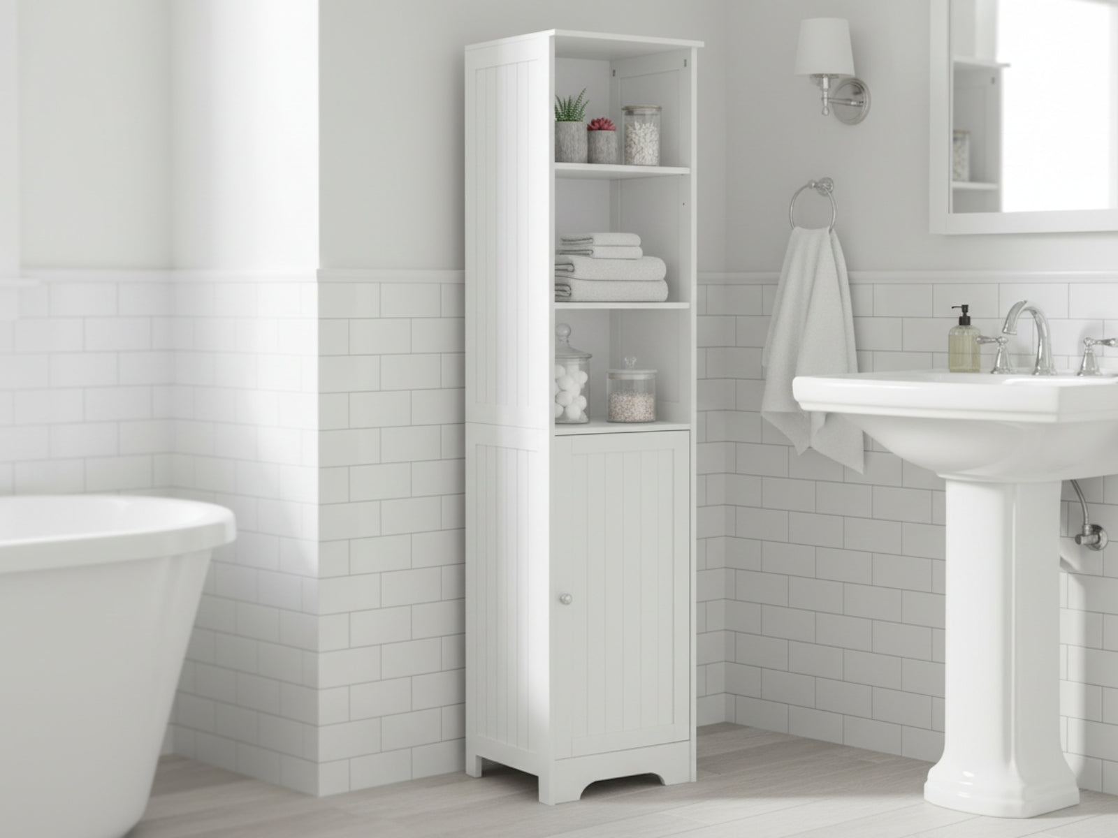 Bathroom Tower Cabinet - White