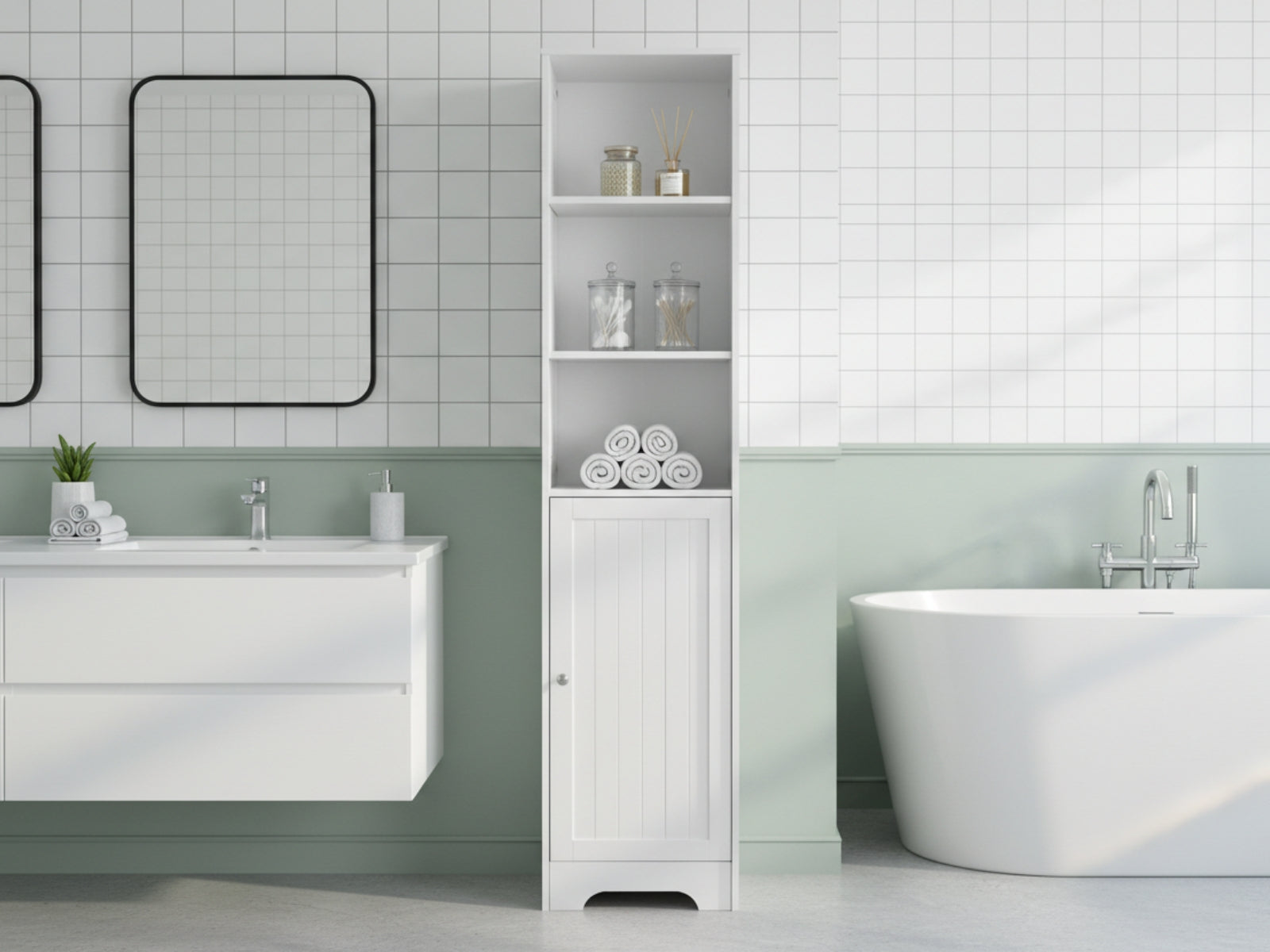 Bathroom Tower Cabinet - White