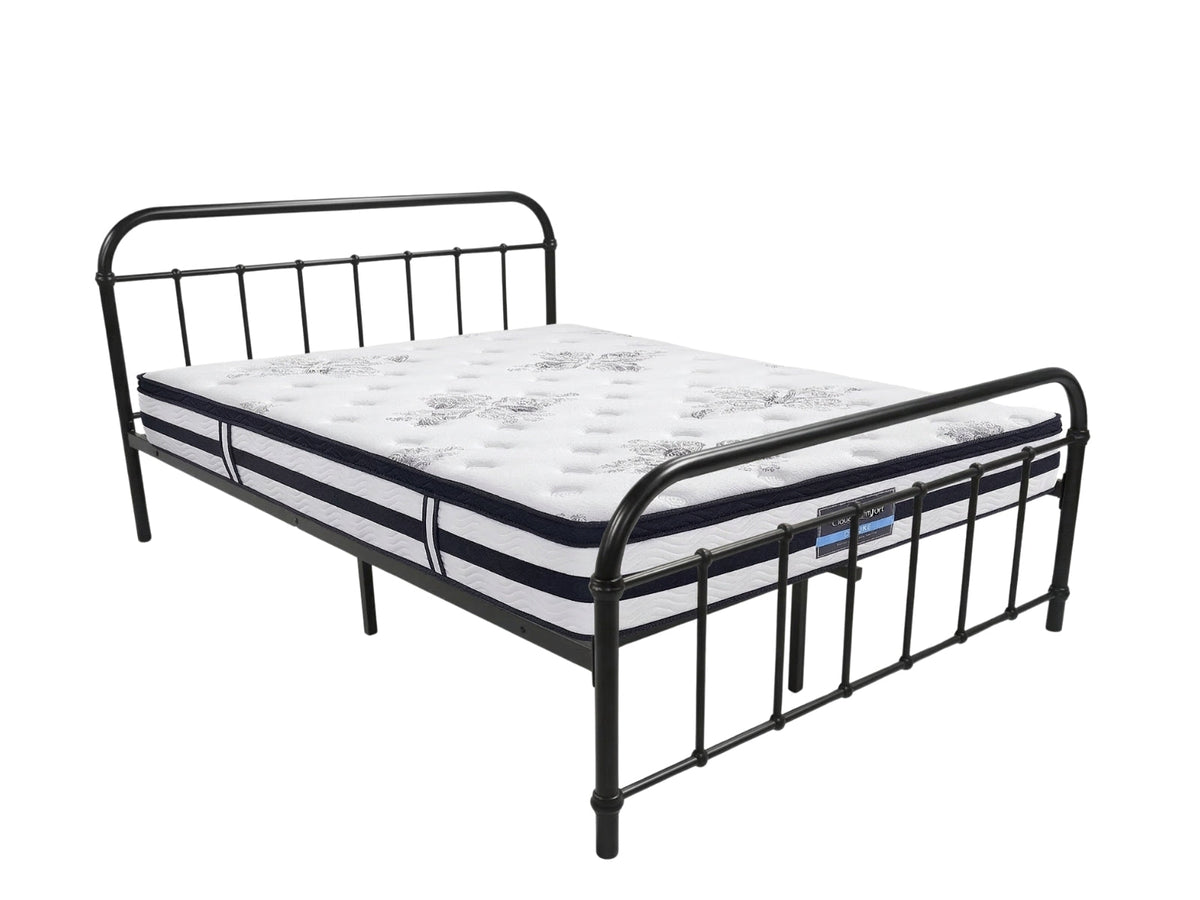 Darcy Metal Bed Frame Black & K34 Mattress - Queen