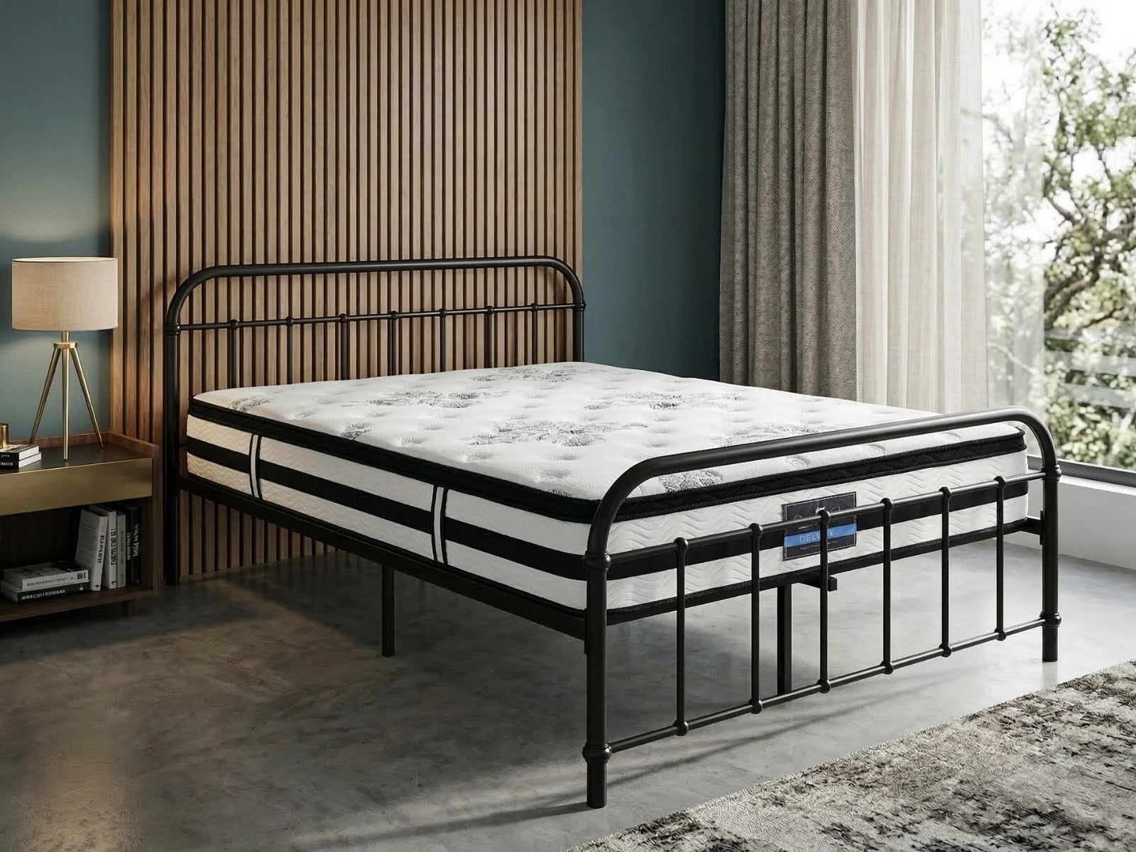 Darcy Metal Bed Frame Black & K34 Mattress - Queen