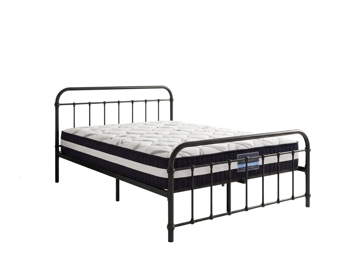 Darcy Metal Bed Frame Black & L30 Mattress - Queen