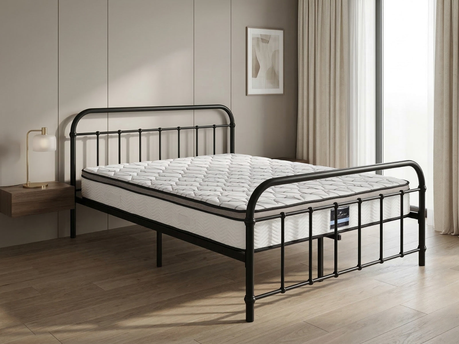 Darcy Metal Bed Frame Black & GEL30 Mattress - Queen