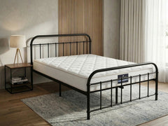 Darcy Metal Bed Frame Black & PIL20 Mattress with Pillows - Queen