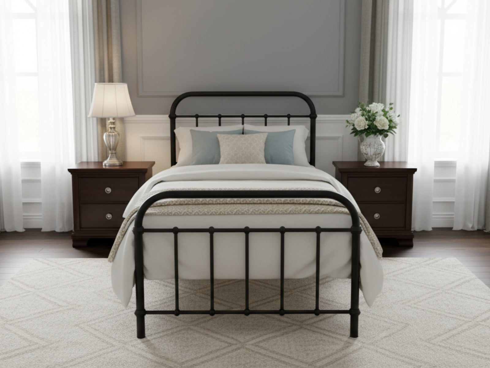 Darcy Metal Bed Frame Black & Boucle22 Mattress - Single