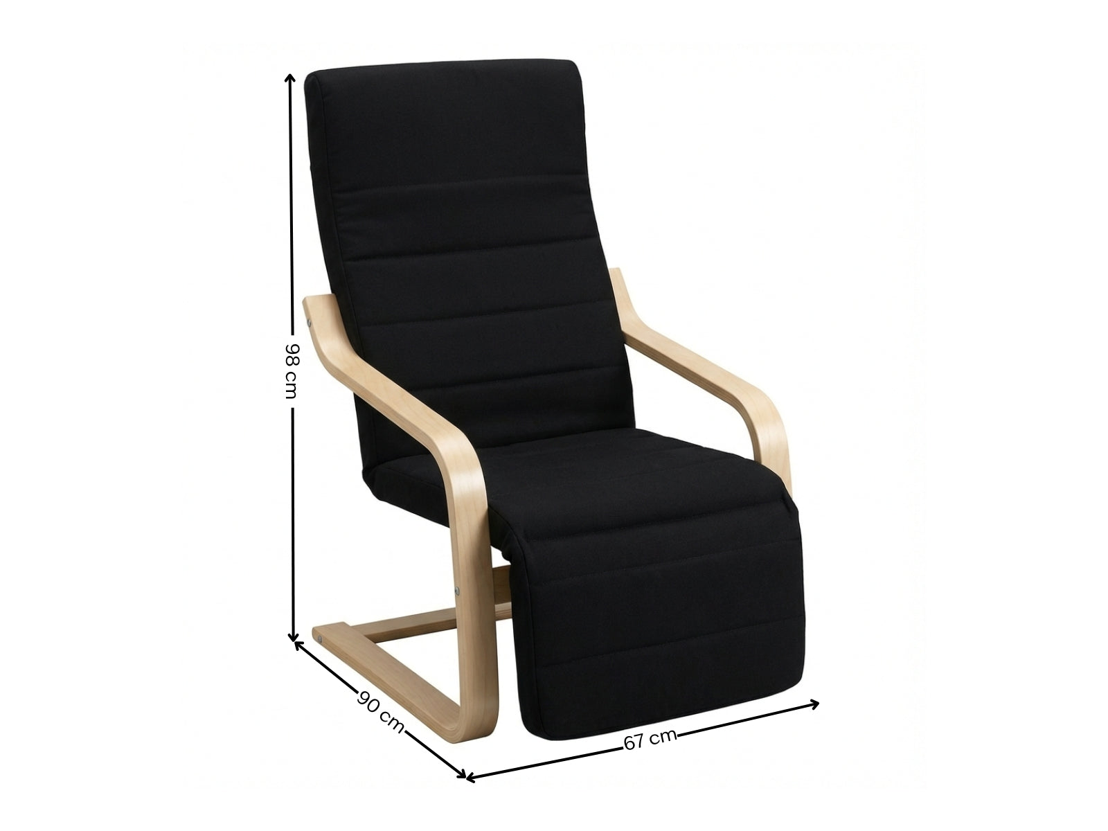 Bentwood Armchair with Footrest - Black