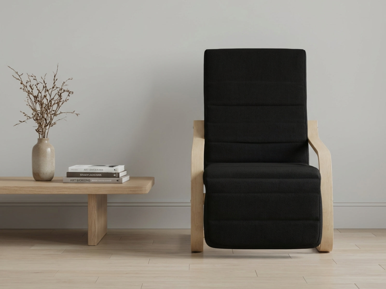 Bentwood Armchair with Footrest - Black
