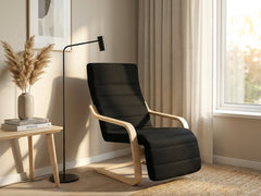 Bentwood Armchair with Footrest - Black