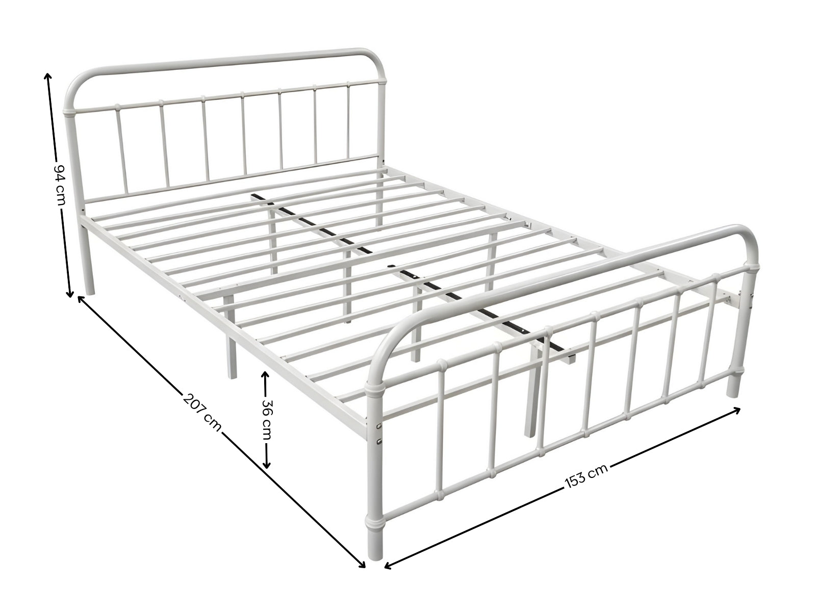 Darcy Metal Bed Frame White & Bon15 Mattress - Queen