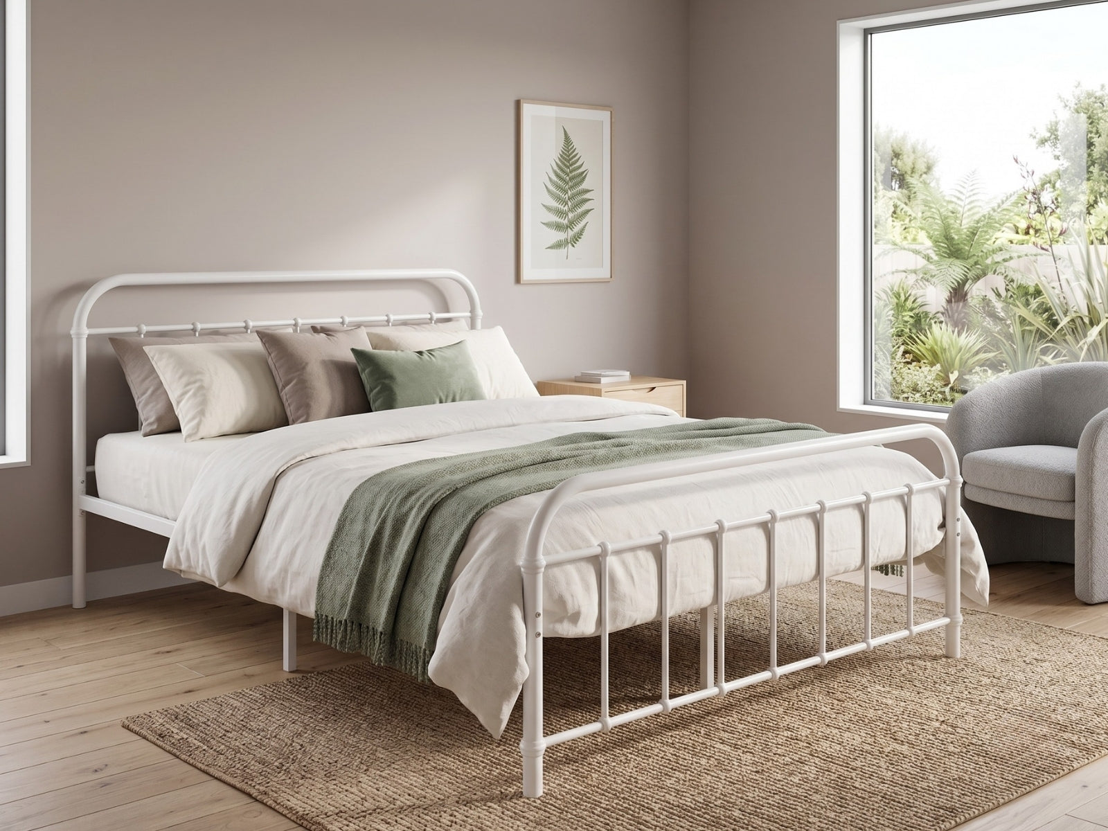 Darcy Metal Bed Frame White - Queen