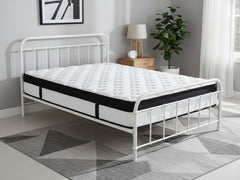 Darcy Metal Bed Frame White & Euro Top Mattress G31 - Queen