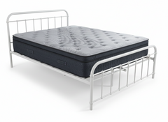 Darcy Metal Bed Frame White & Euro Top Mattress B34 - Queen
