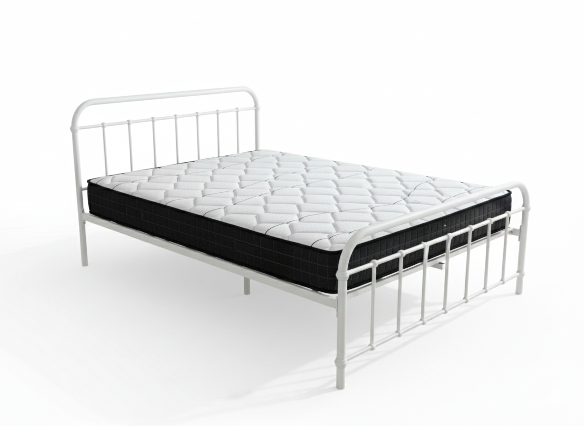 Darcy Metal Bed Frame White & X20 Mattress - Queen