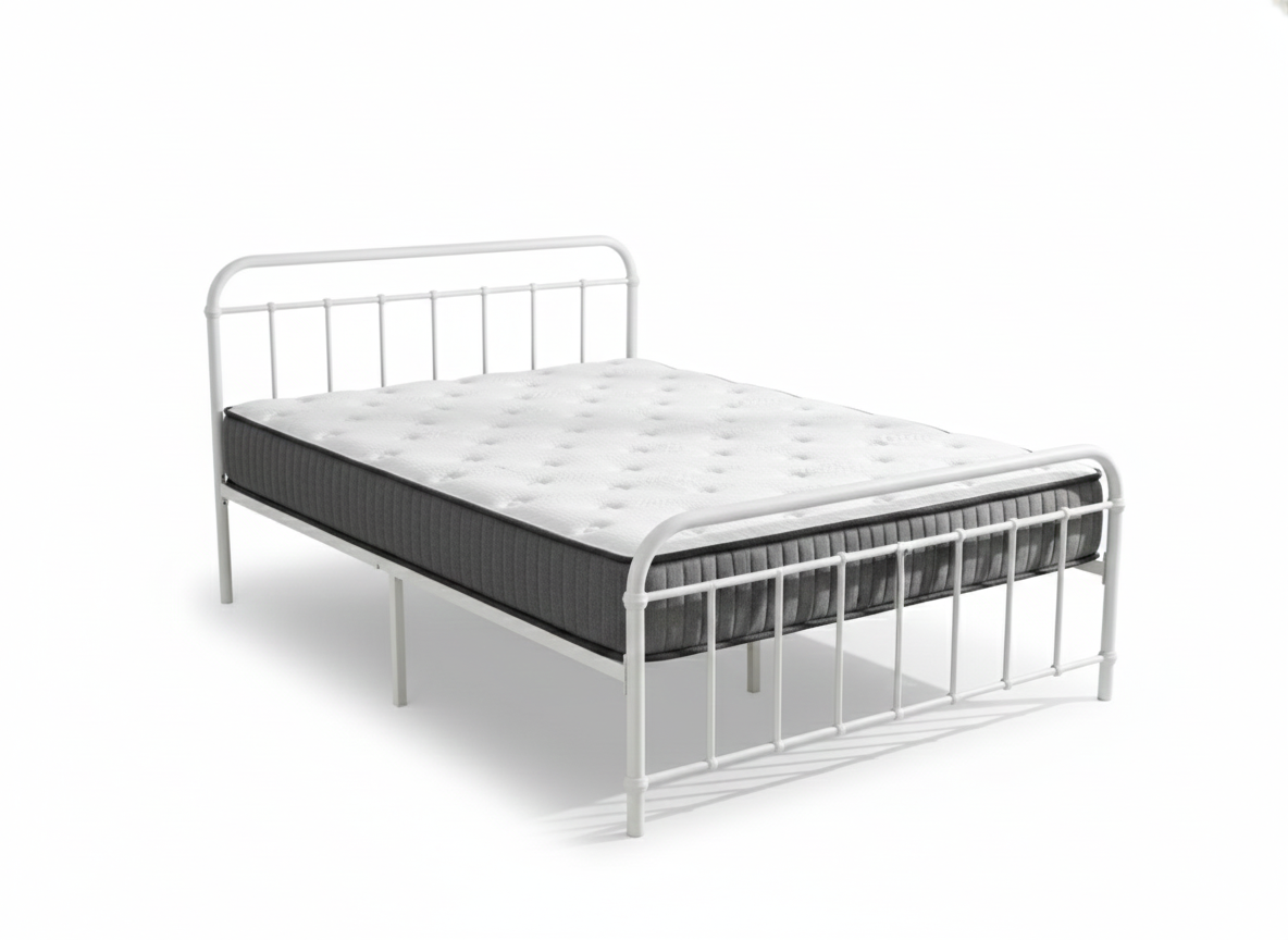 Darcy Metal Bed Frame White & FIRM23 Mattress - Queen