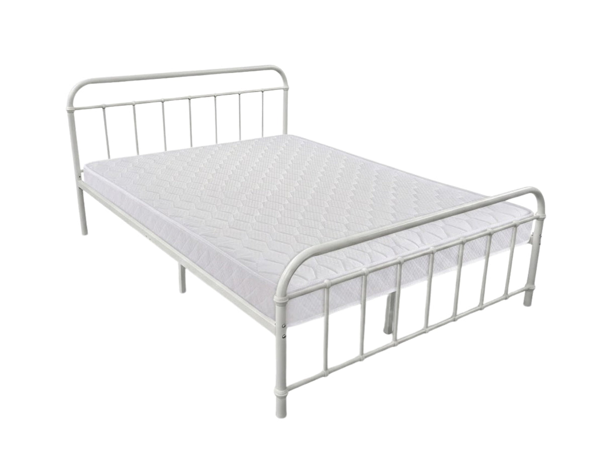 Darcy Metal Bed Frame White & Bon15 Mattress - Queen