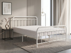 Darcy Metal Bed Frame White & Bon15 Mattress - Queen